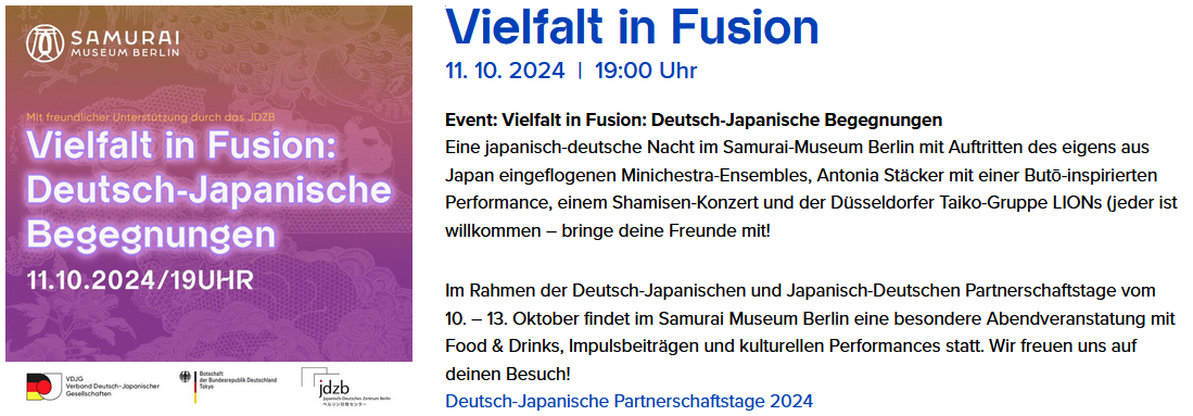 Info Veranstaltung Samurai Museum Berlin